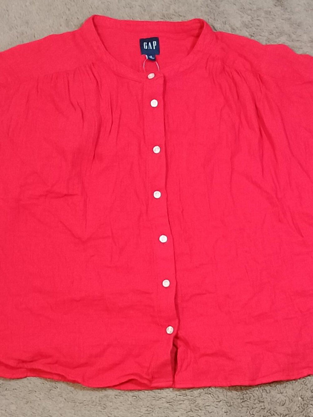 Gap/Button Up Shirt/Women Small Red Gauze Dolman Oversized Coastal Preppy NWT To